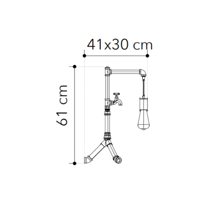 Lampada da tavolo stile industrial 61h cm in metallo effetto ruggine