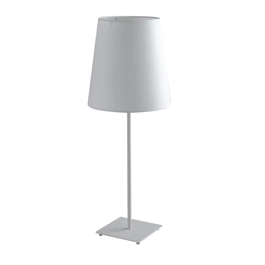 Lume 63,5 cm in metallo bianco e paralume in tessuto