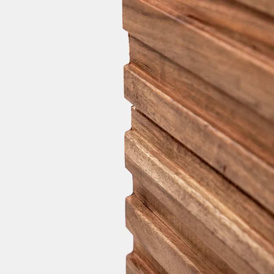 Madia 118x40 cm in legno di acacia con due ante effetto cannettato - Freia Stone