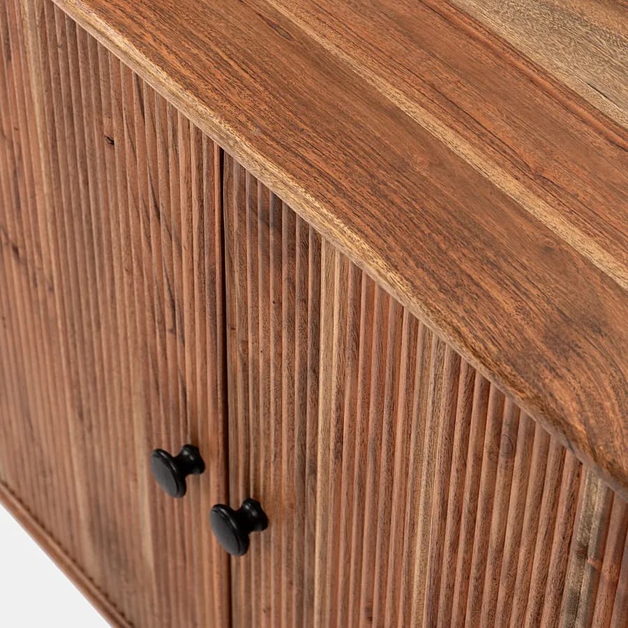 Madia 118x75h cm in legno di acacia cannettato con due ante - Reed