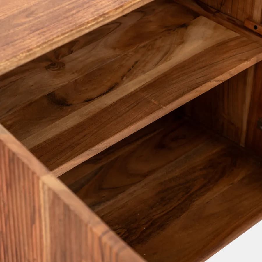 Madia 118x75h cm in legno di acacia cannettato con due ante - Reed