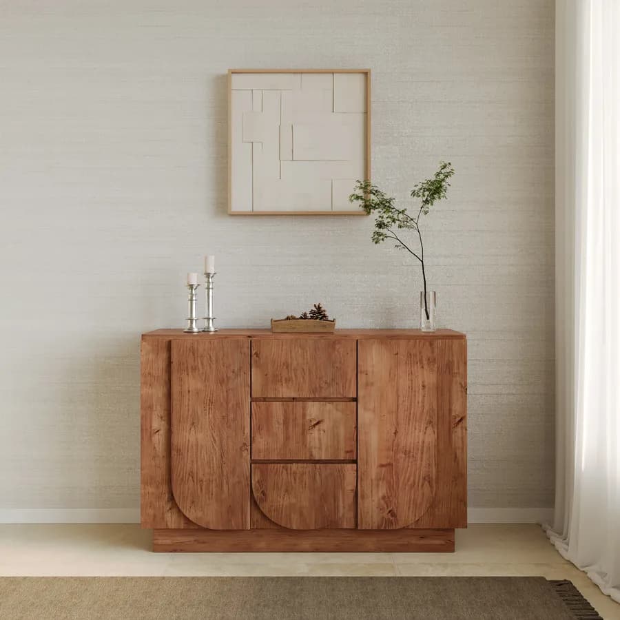 Madia 120x80h cm in legno di acacia naturale con 2 ante e 3 cassetti - Artemide