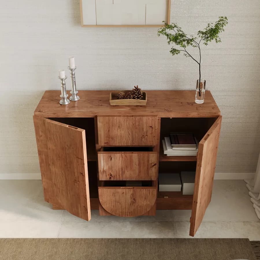 Madia 120x80h cm in legno di acacia naturale con 2 ante e 3 cassetti - Artemide