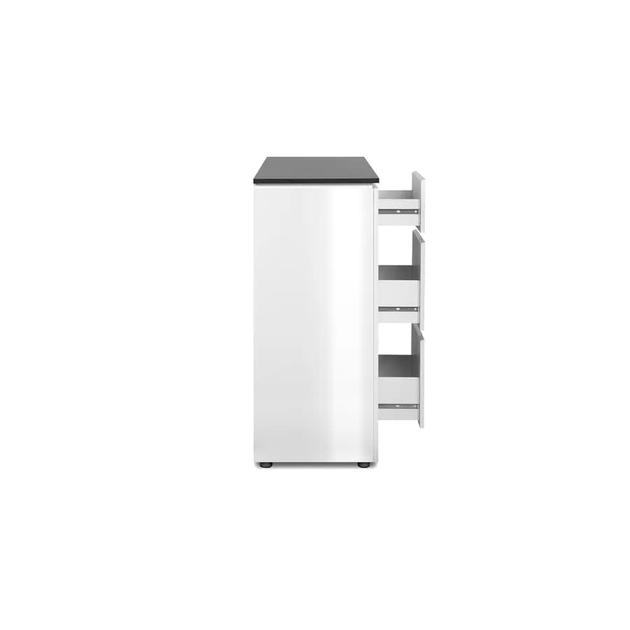 Madia 133x92h cm top grigio scuro con 2 ante e 3 cassetti in legno bianco - Normandy