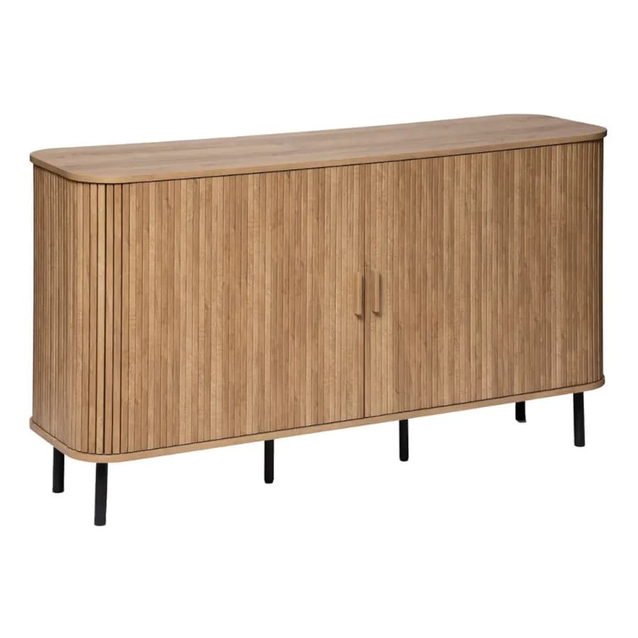 Madia 140x40 cm con 2 ante scorrevoli in legno cannettato - Dhana
