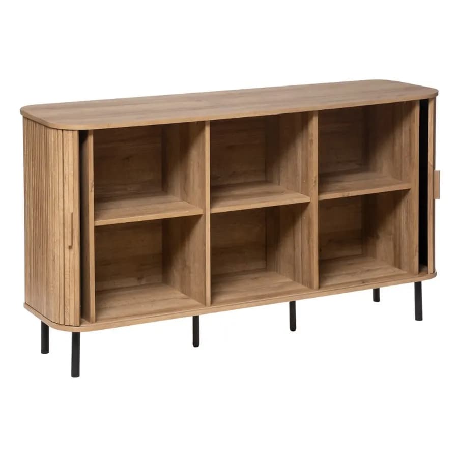 Madia 140x40 cm con 2 ante scorrevoli in legno cannettato - Dhana