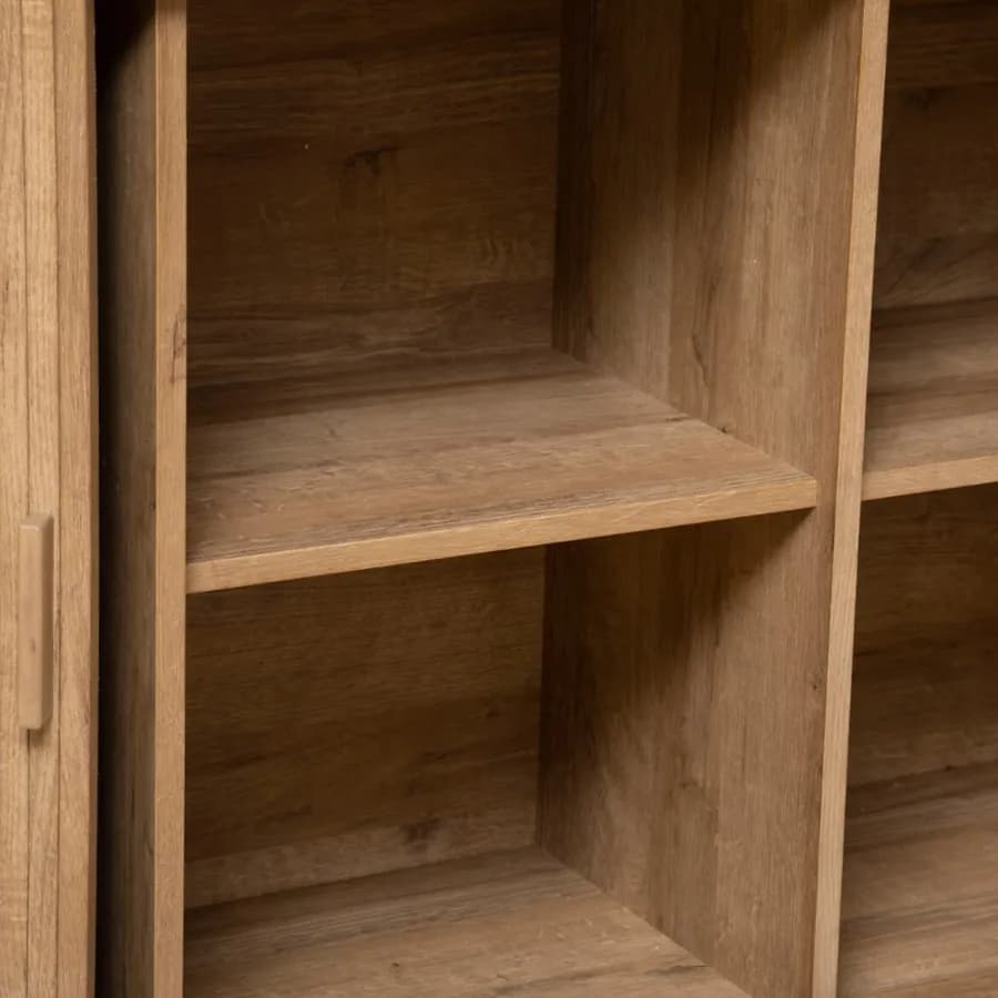 Madia 140x40 cm con 2 ante scorrevoli in legno cannettato - Dhana
