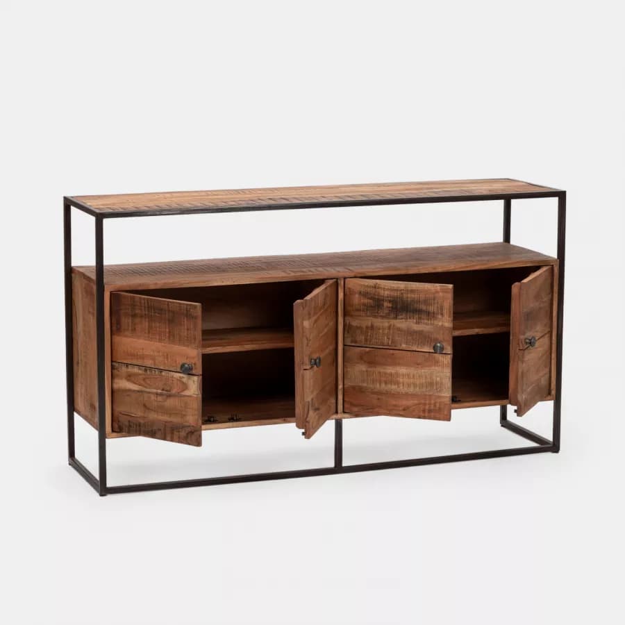 Madia 150x40 cm con quattro ante in legno di acacia - Freia Acacia