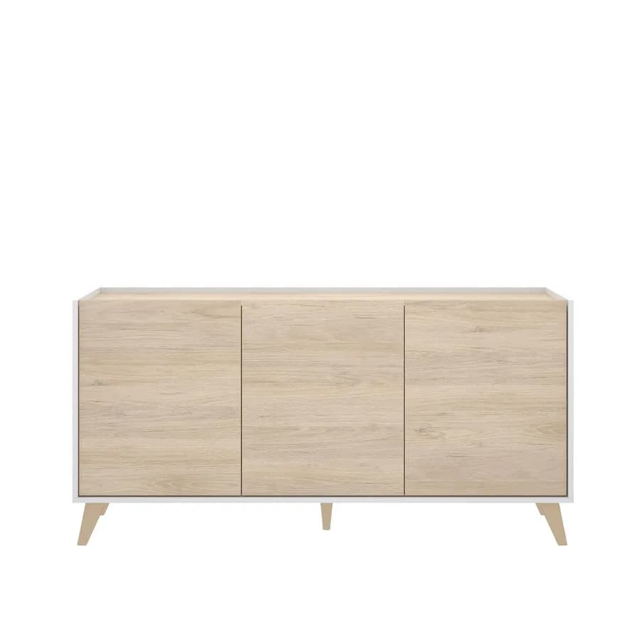 Madia 155x75h cm in legno naturale e bianco - Eike