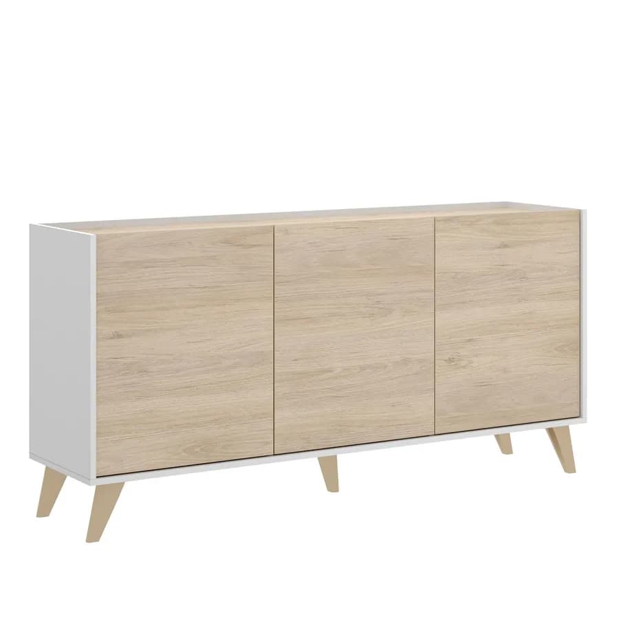 Madia 155x75h cm in legno naturale e bianco - Eike