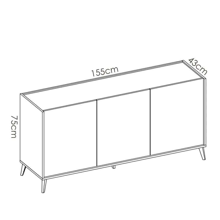 Madia 155x75h cm in legno naturale e bianco - Eike