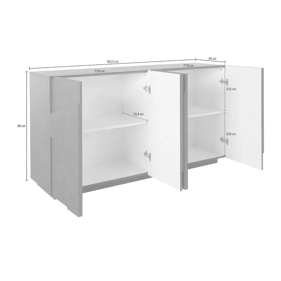 Madia 162,5x86h cm con 4 ante in legno bianco lucido - Sharps