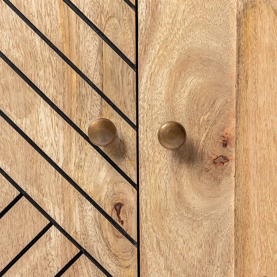 Madia 175x40 cm in legno di acacia e metallo con 2 ante e 3 cassetti - Freia Acacia