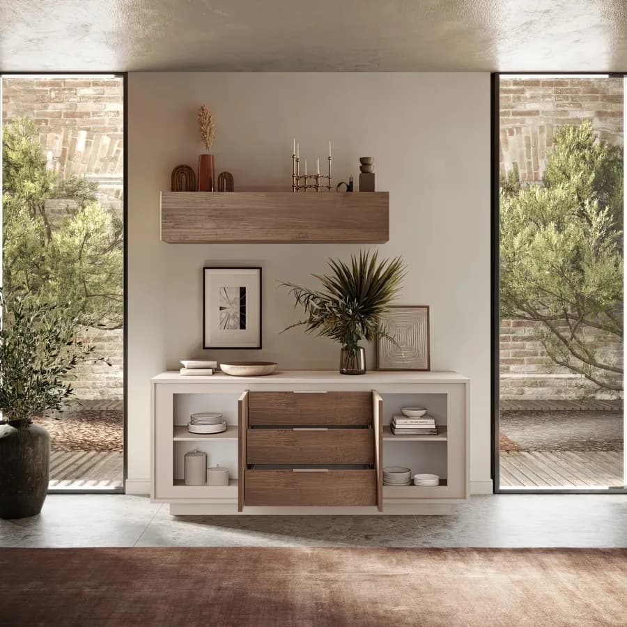 Madia 180x80h cm cashmere opaco con 2 ante e 3 cassetti mercure - Moen