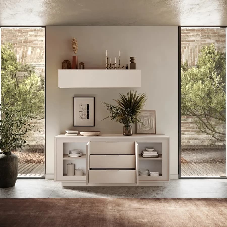 Madia 180x80h cm cashmere opaco con 2 ante e 3 cassetti - Moen