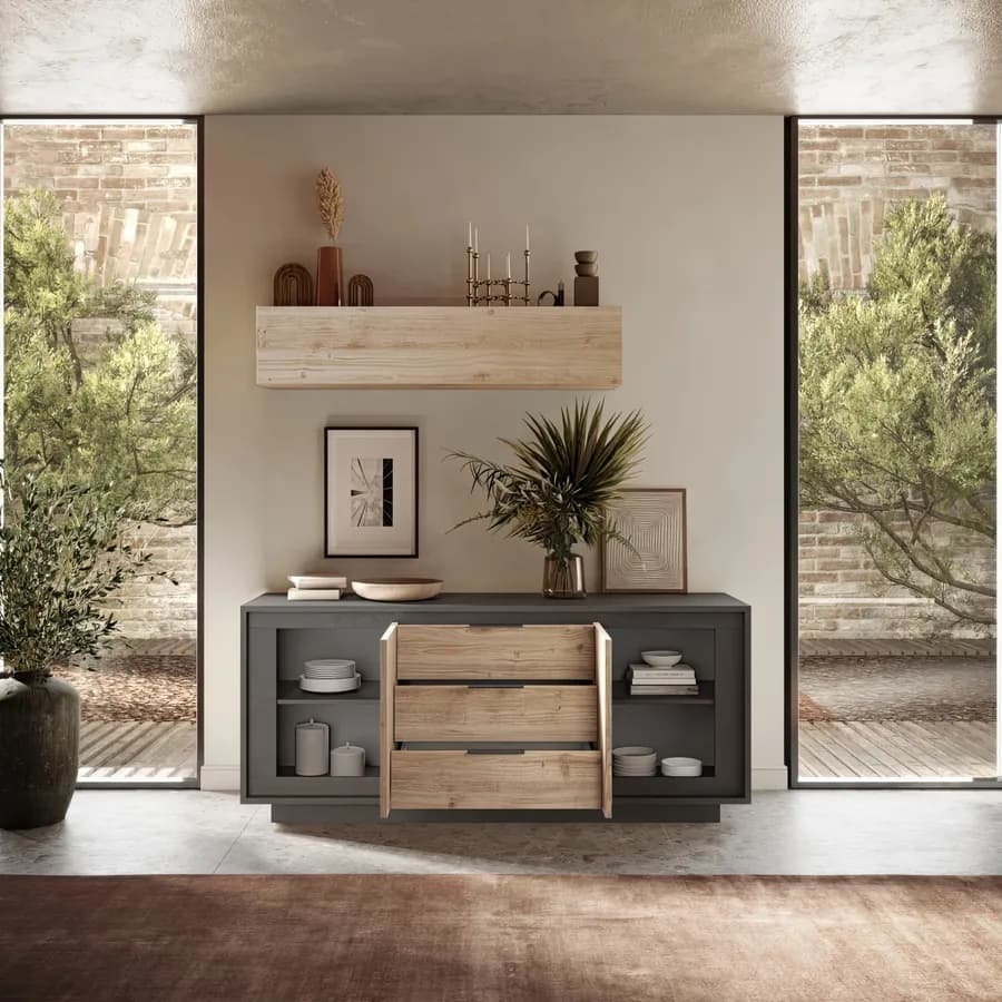 Madia 180x80h cm lava con 2 ante e 3 cassetti cadiz - Moen