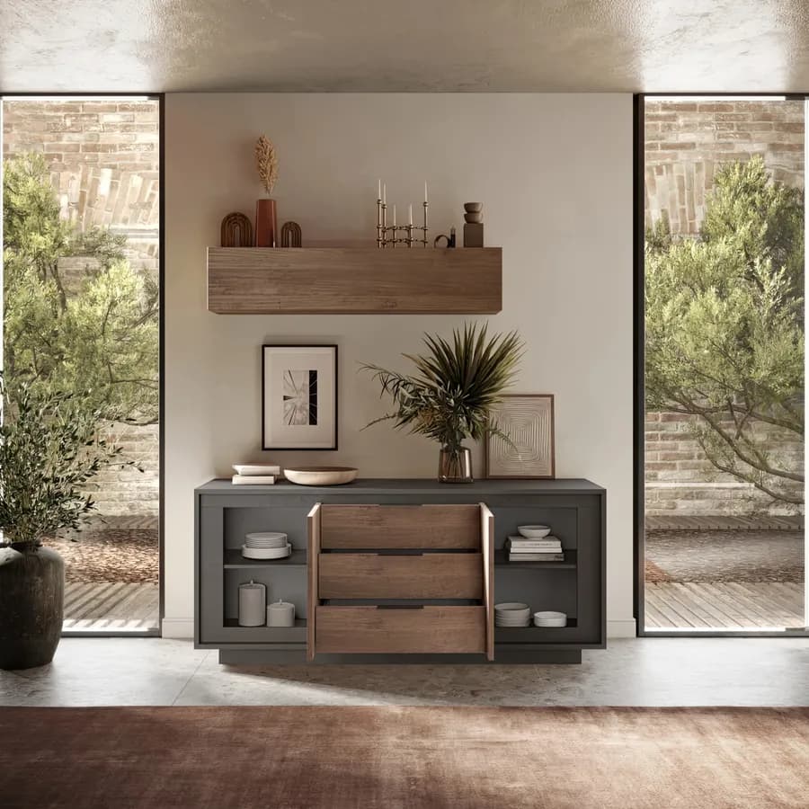 Madia 180x80h cm lava con 2 ante e 3 cassetti mercure - Moen
