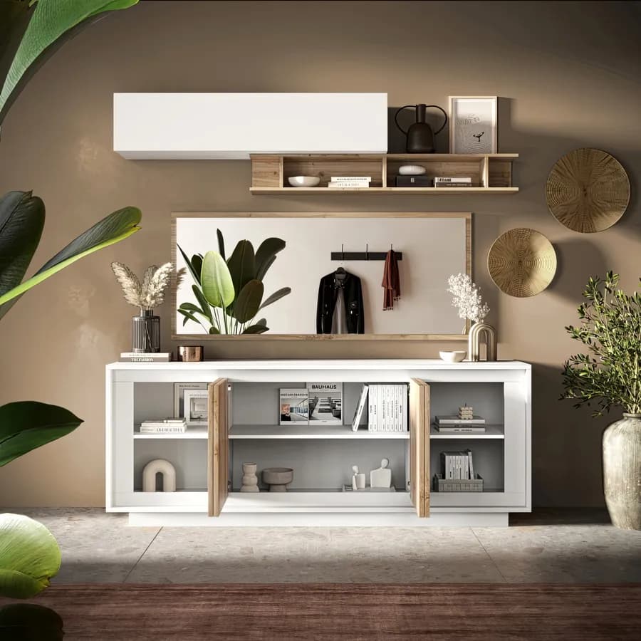 Madia 207x80h cm bianco opaco con 4 ante cadiz - Moen