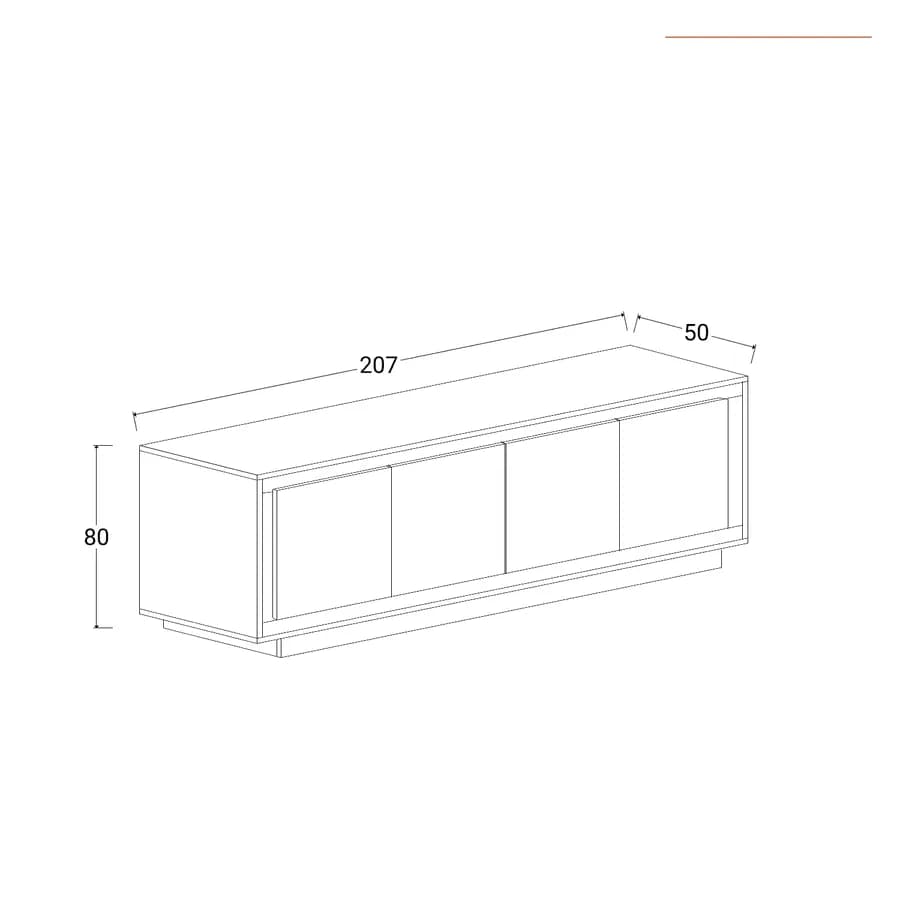 Madia 207x80h cm bianco opaco con 4 ante cadiz - Moen