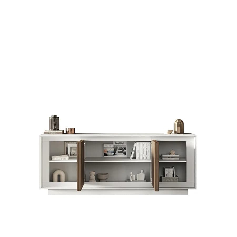 Madia 207x80h cm bianco opaco con 4 ante mercure - Moen