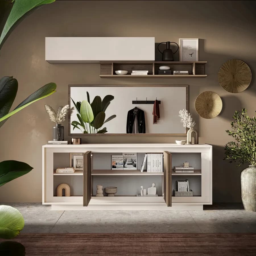 Madia 207x80h cm cashmere opaco con 4 ante mercure - Moen