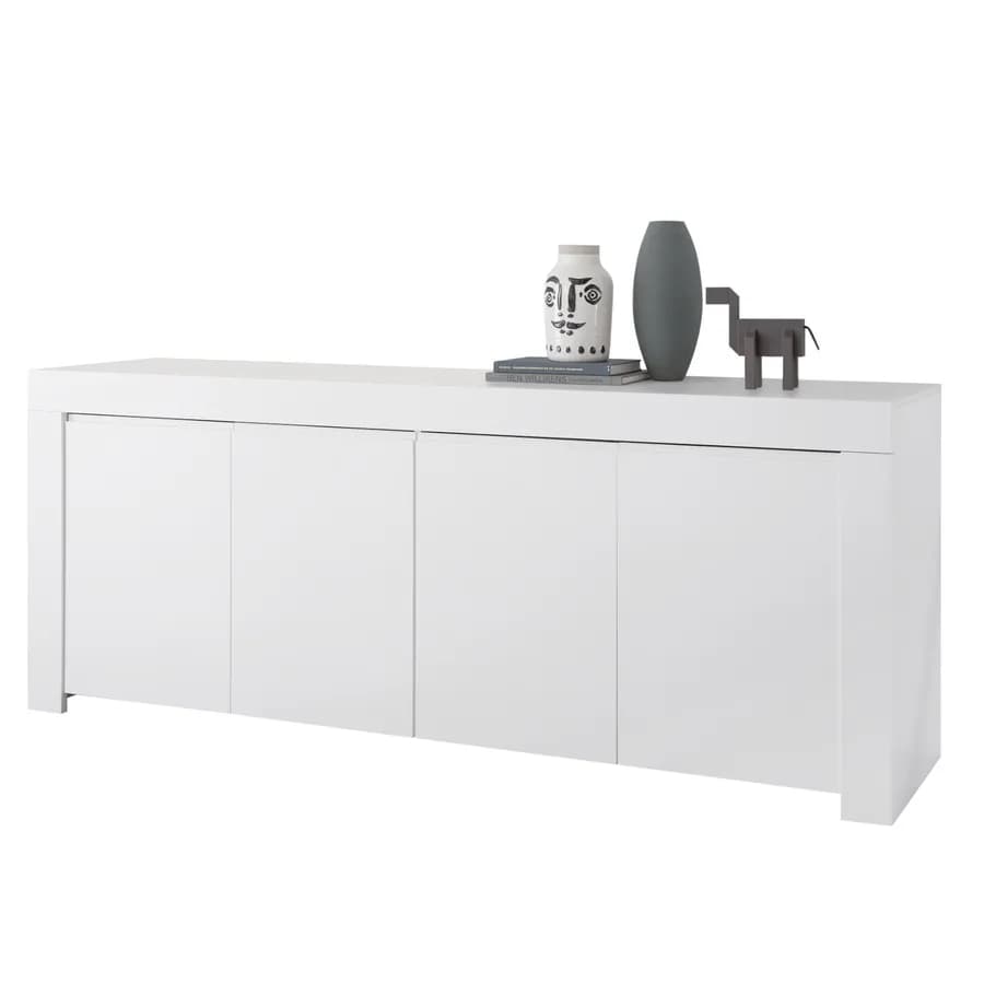 Madia 210 cm con quattro ante in legno bianco opaco - Falesia