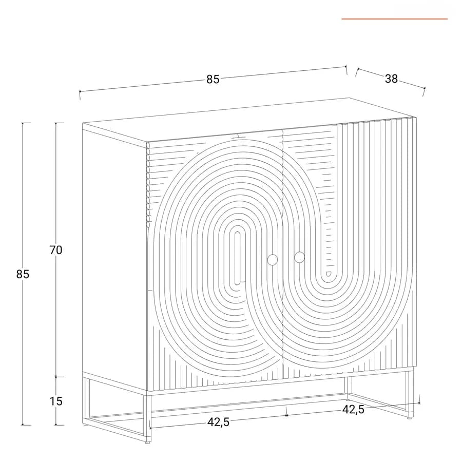 Mobile contenitore 85x85h cm con 2 ante in legno di mango cannettato - Alisha