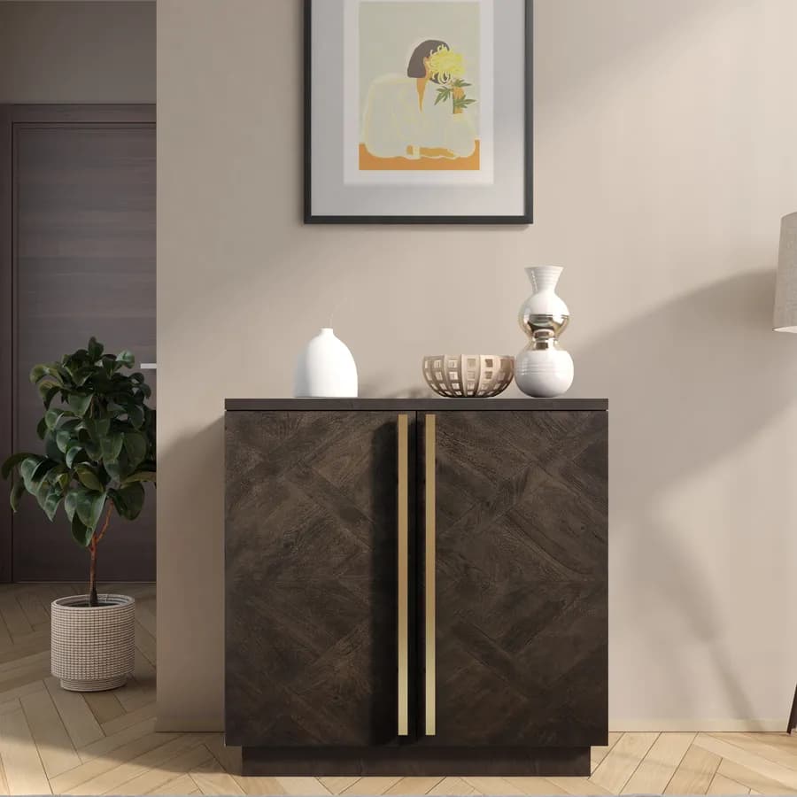 Madia 85x85h cm in legno di mango bronzo con 2 ante - Lyle