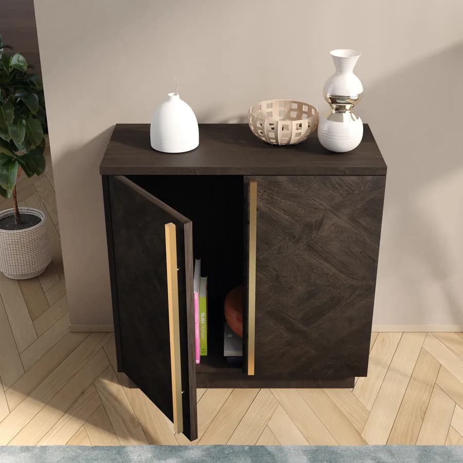 Madia 85x85h cm in legno di mango bronzo con 2 ante - Lyle
