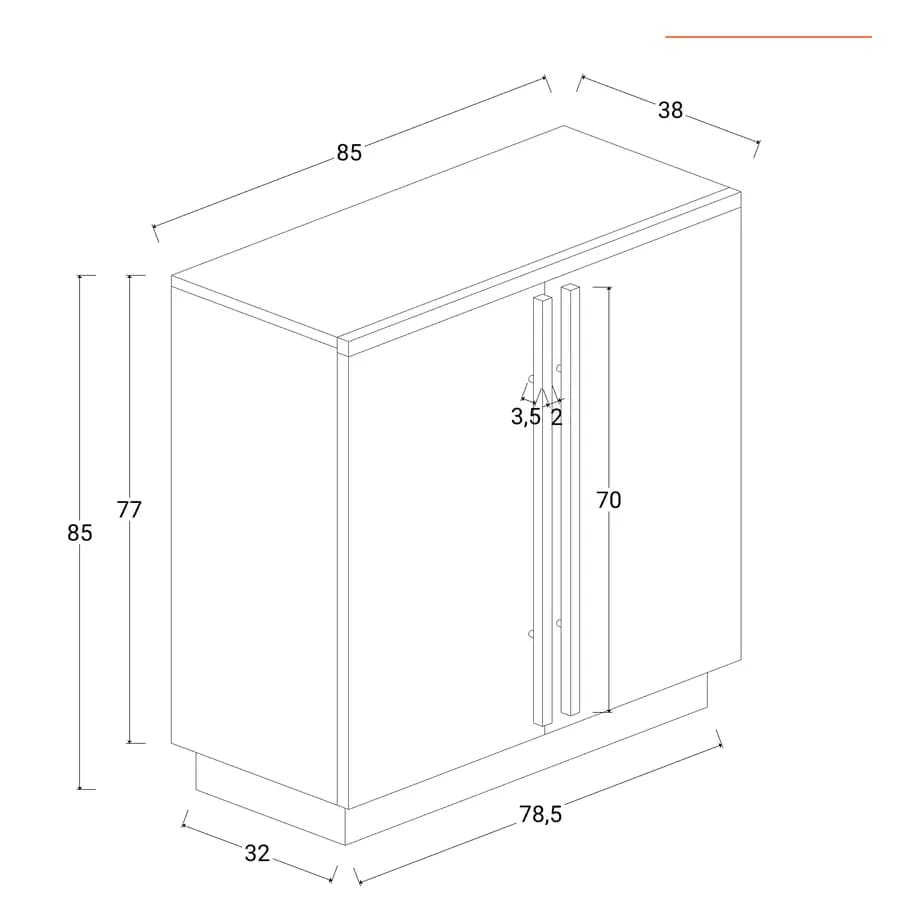 Madia 85x85h cm in legno di mango bronzo con 2 ante - Lyle