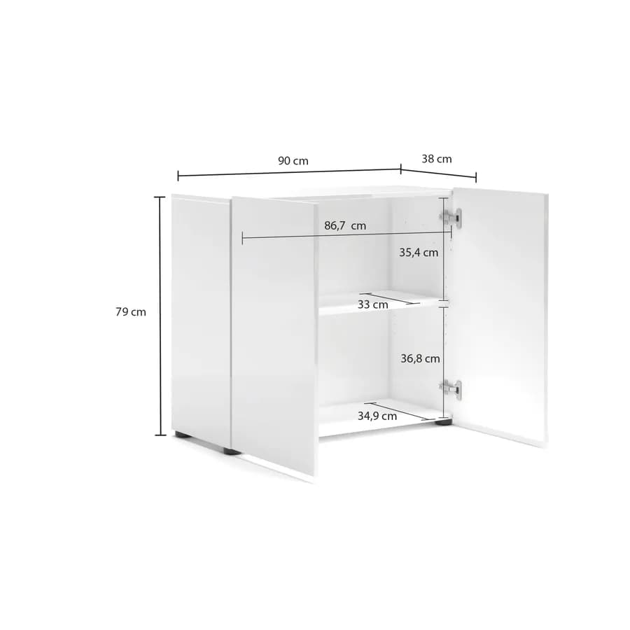 Madia 90x79h cm bianco lucido con 2 ante - Macie