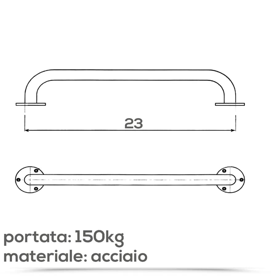 Maniglione di sicurezza 30 cm per bagno in acciaio bianco