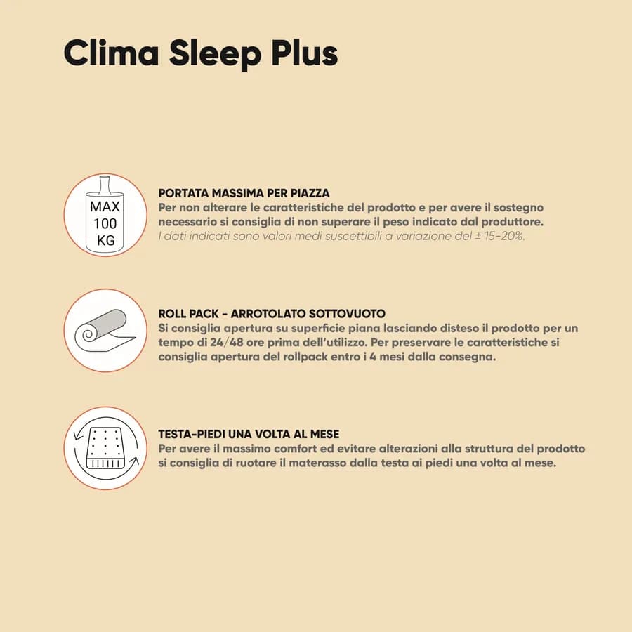 Materasso singolo climatizzato 90x200 cm in Memory System con rivestimento Ice sfoderabile h 26 cm - Clima Sleep Plus
