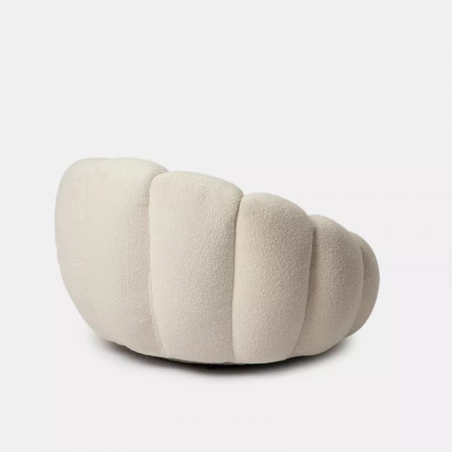 Maxi poltrona girevole a fiore bouclé panna - Silas