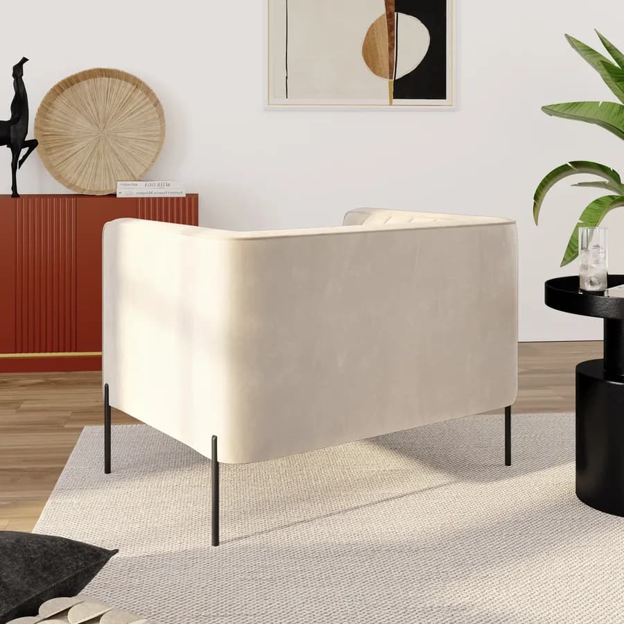 Maxi poltrona in velluto crema con gambe nere - Iridium