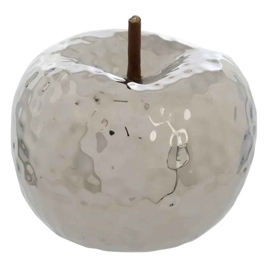Mela decorativa 14h cm in ceramica argento - Palame