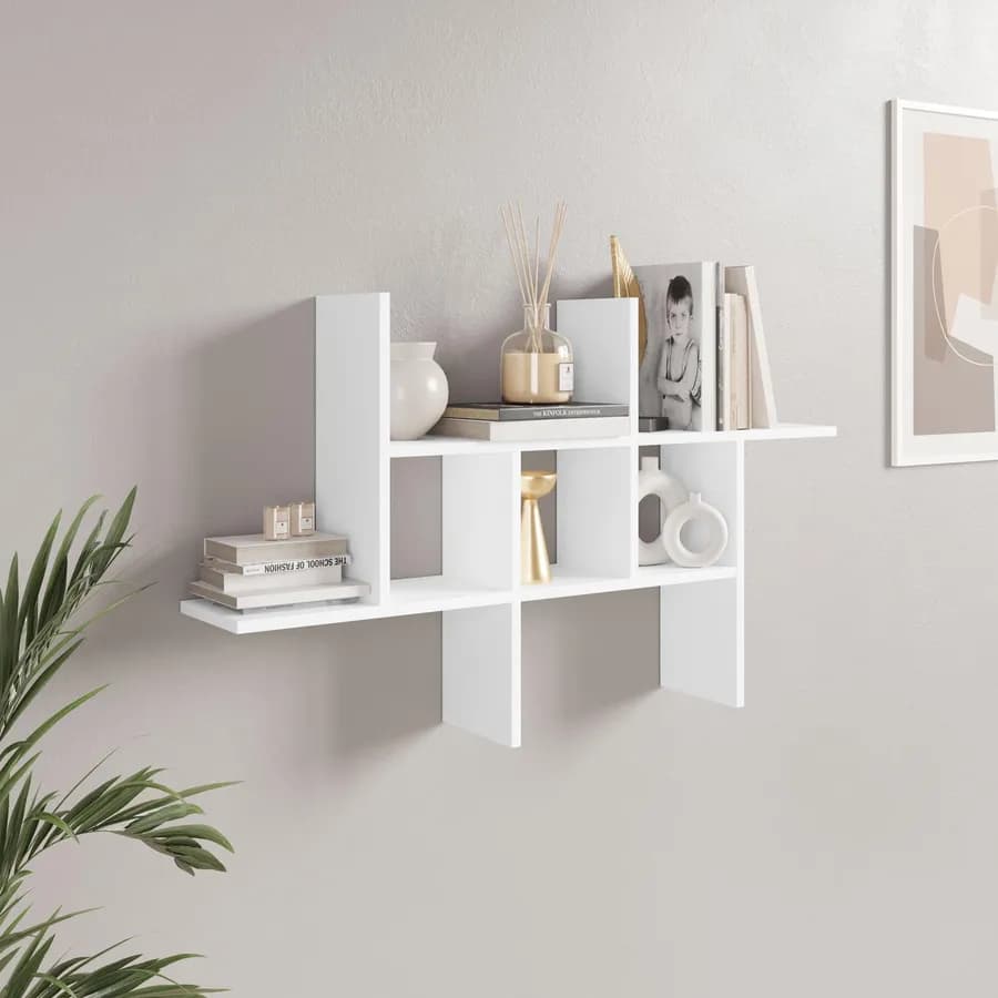 Mensola decorativa 100x18 cm in legno bianco - Tetris