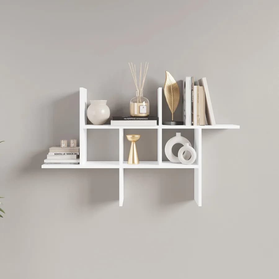 Mensola decorativa 100x18 cm in legno bianco - Tetris