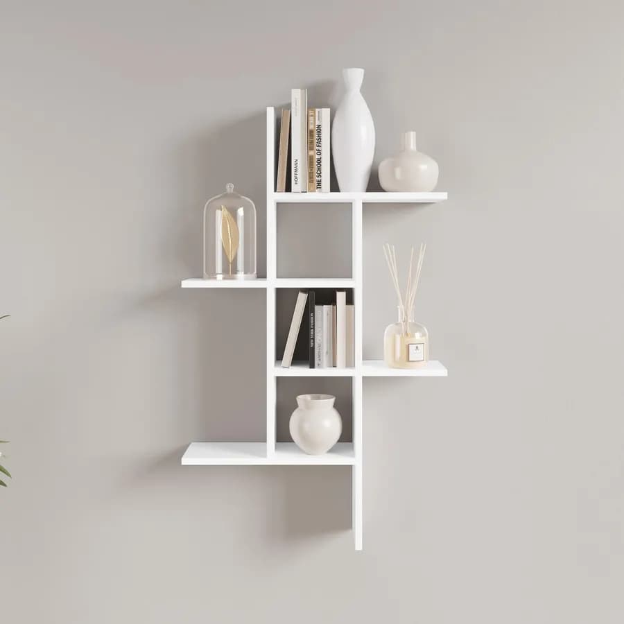 Mensola decorativa 100x18 cm in legno bianco - Tetris