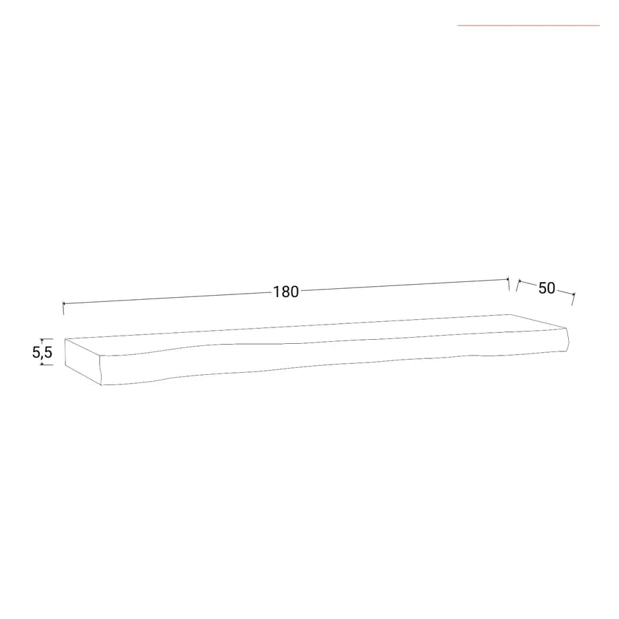 Mensola 180x50 cm in legno di acacia - Freia Stone