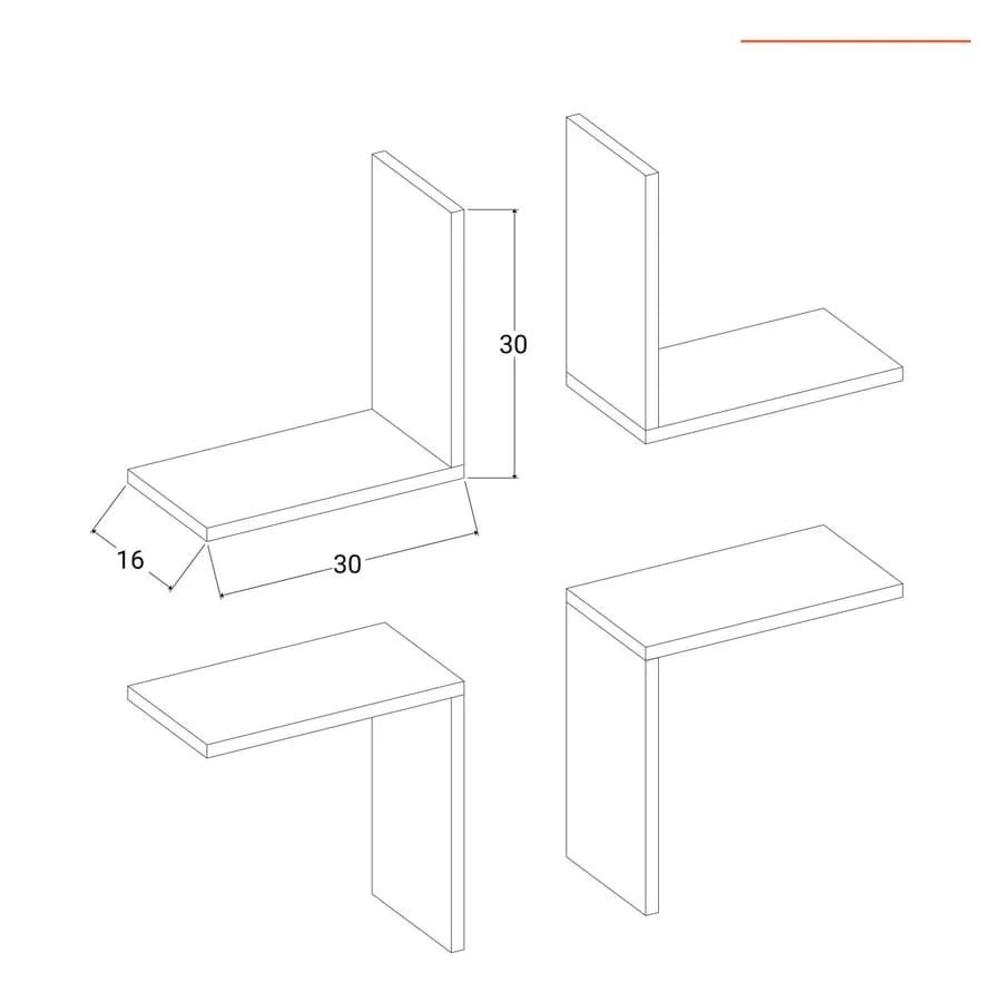 Mensola 30x16 cm in legno rovere - Tetris