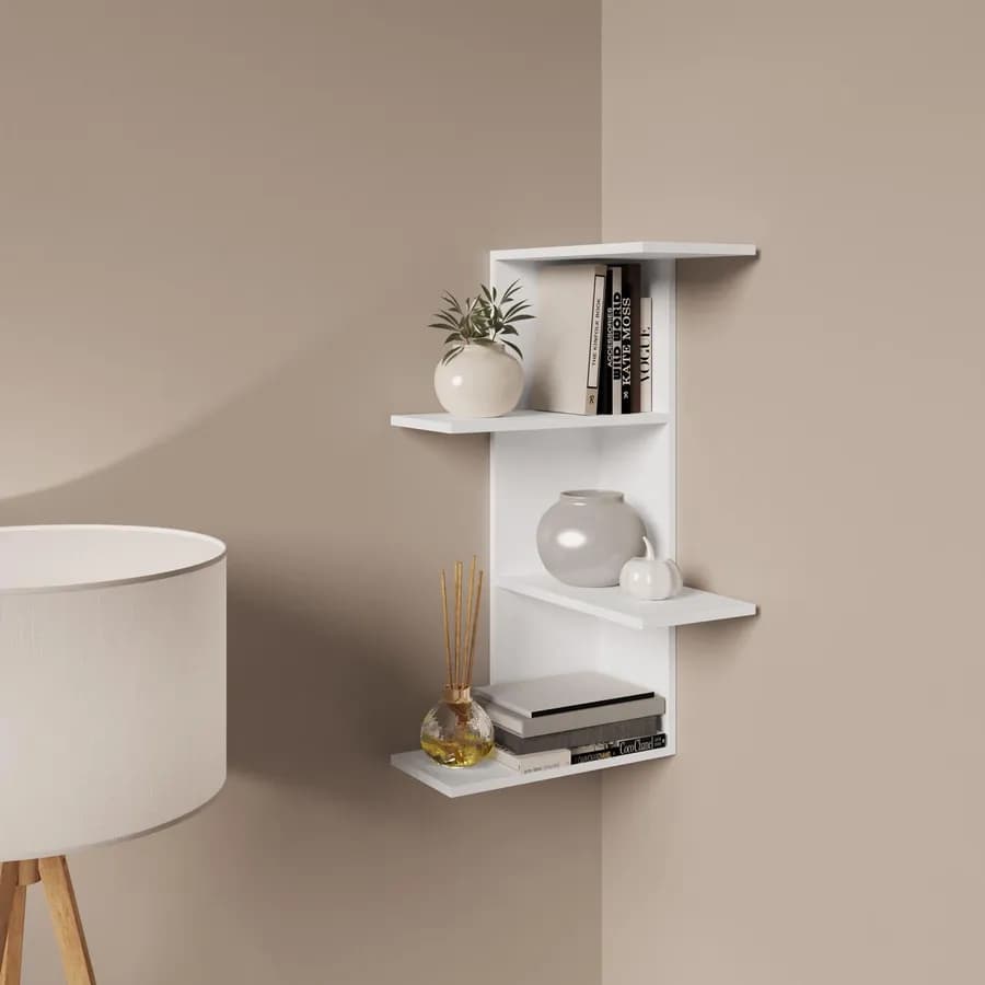 Mensola angolare 42x85h cm in legno bianco - Kantiko