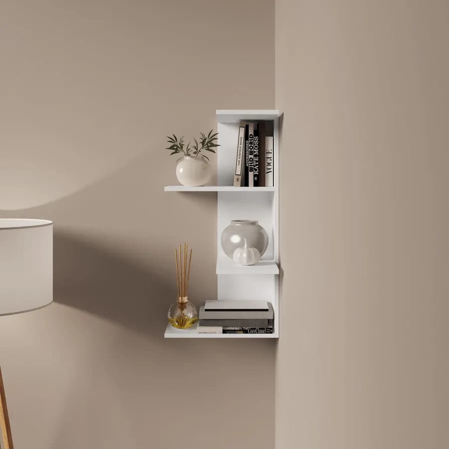 Mensola angolare 42x85h cm in legno bianco - Kantiko