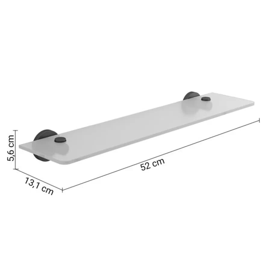 Mensola 52 cm in acciaio inox nero e vetro temperato - Felce di Gedy