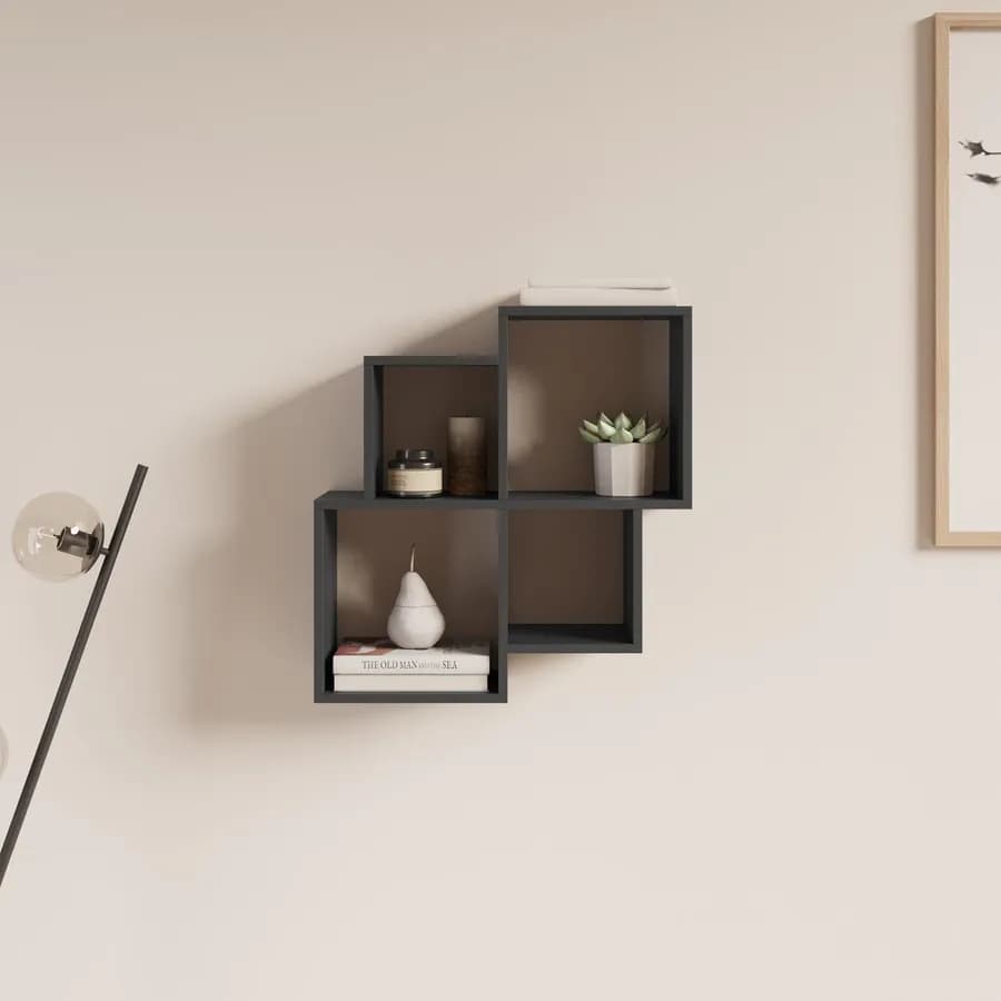 Mensola reversibile 70x70 cm in legno antracite - Kantiko