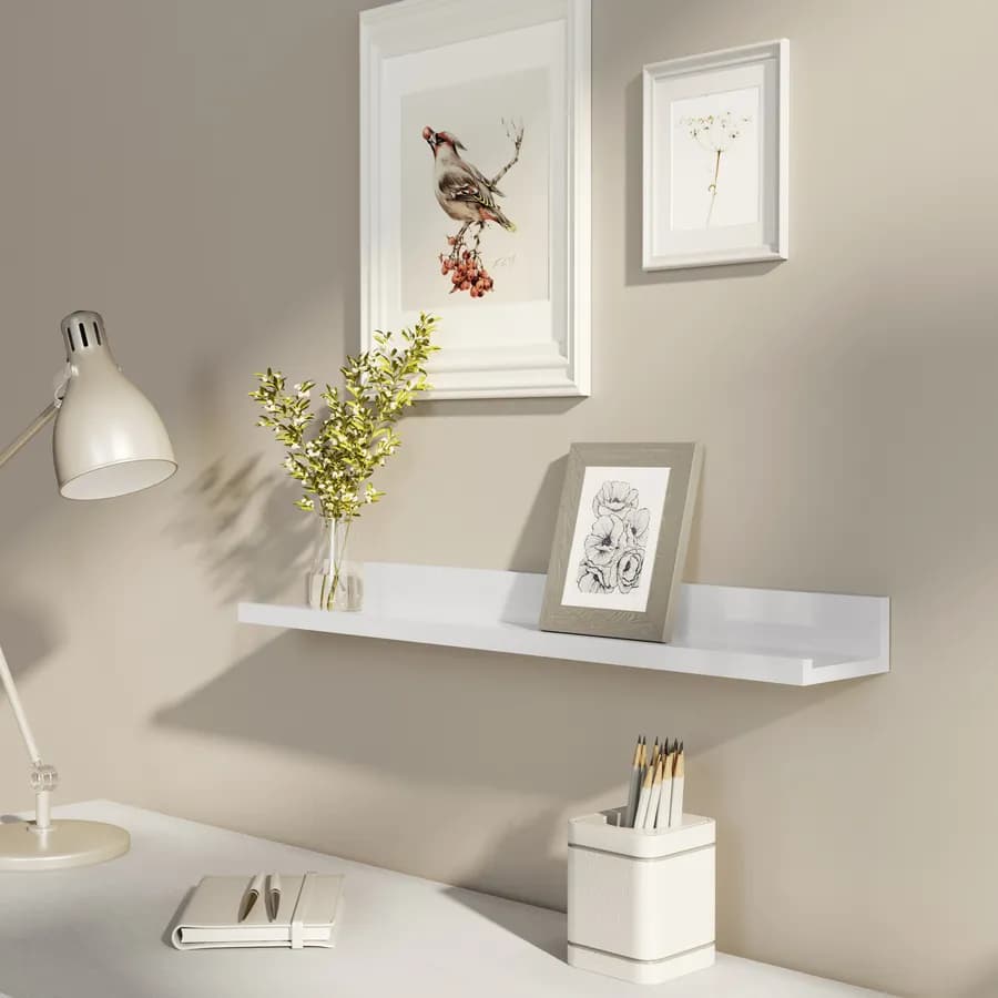 Mensola a muro porta quadri 58 cm in legno bianco