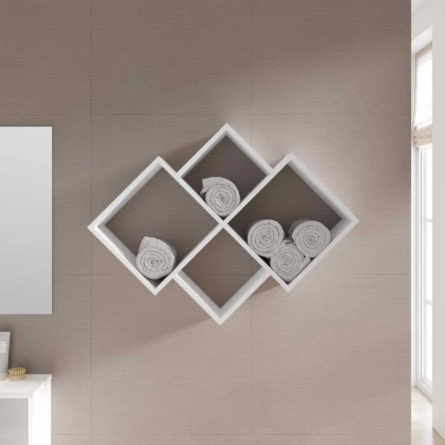 Mensola bagno 70x22 cm in legno bianco - Kantiko
