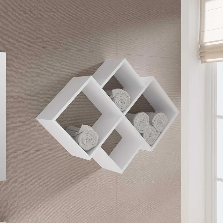 Mensola bagno 70x22 cm in legno bianco - Kantiko