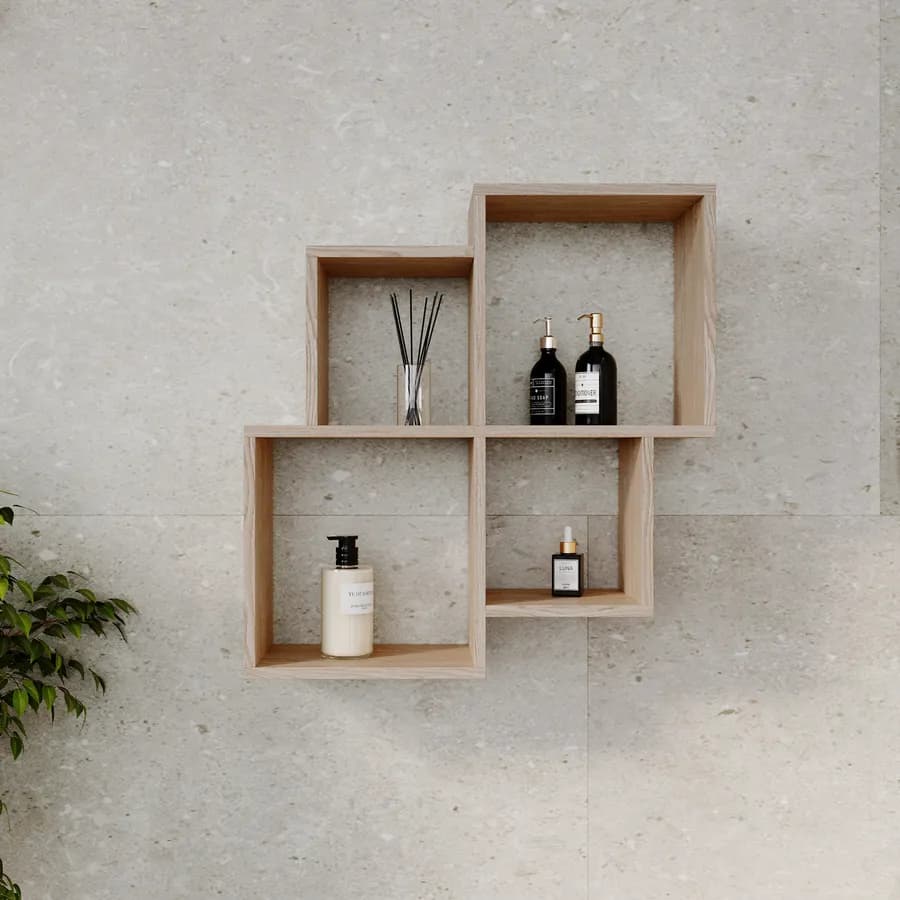 Mensola bagno 70x22 cm in legno rovere - Kantiko