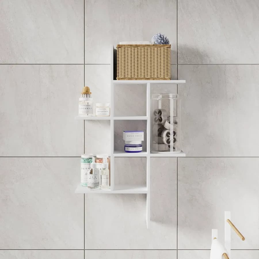 Mensola bagno 100x60 h cm in legno bianco - Tetris